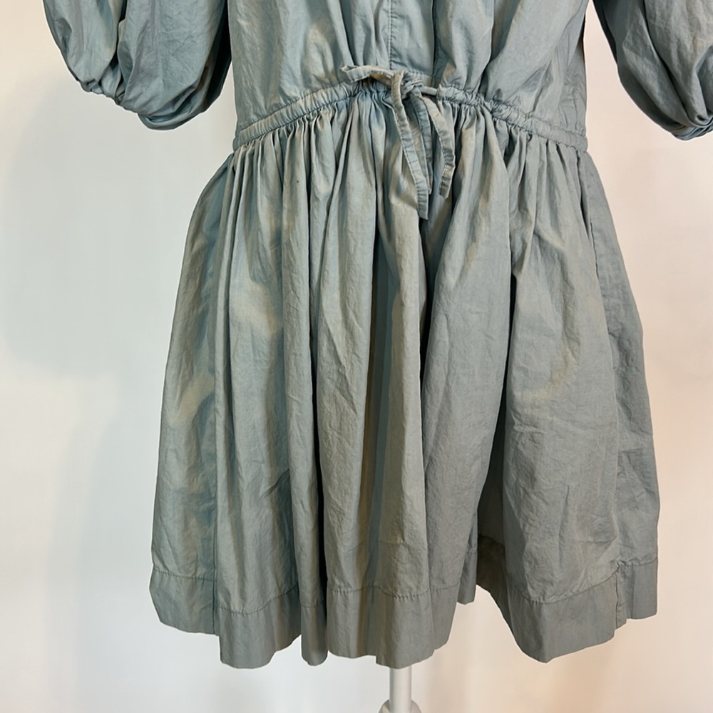 S/W/F | Tranquil Blue Puff Sleeved Drawstring Waist Mini Dress | Small - Picture 8 of 16
